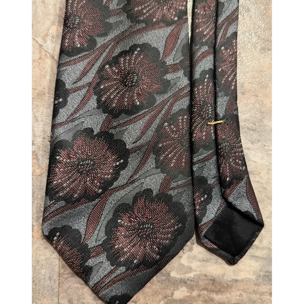 Oscar de la Renta Men's Vintage Silk Tie Blue Floral Pattern Designer Necktie - Picture 2 of 4